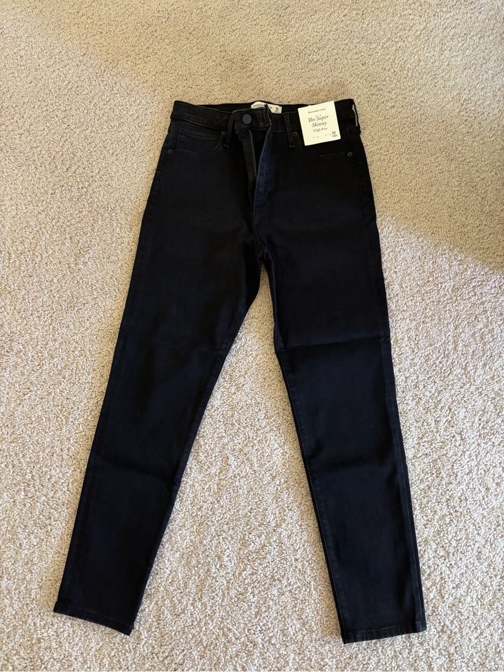 NWT A&F Black Women's Super Skinny High Rise Jeans 10 S